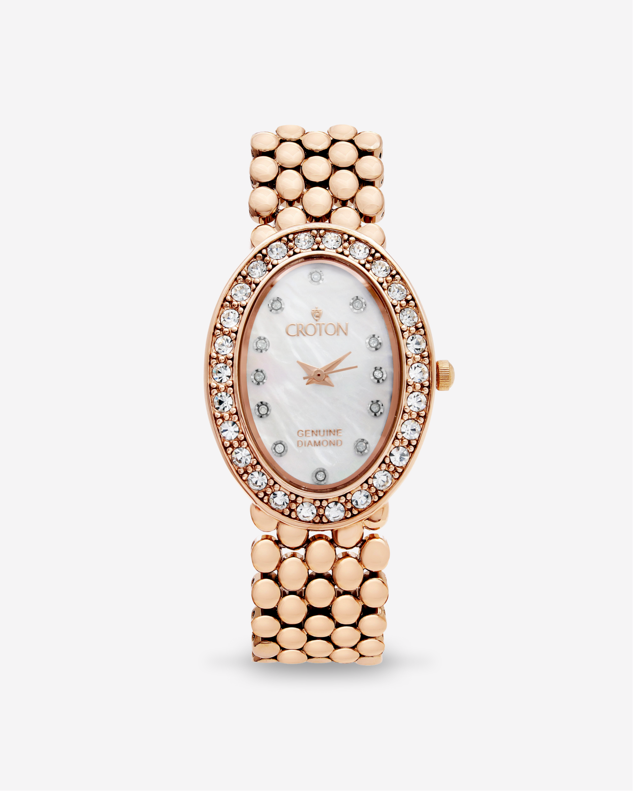 THE VALISSA Croton Ladies Oval Mother of Pearl Dial Watch with Diamond Markers