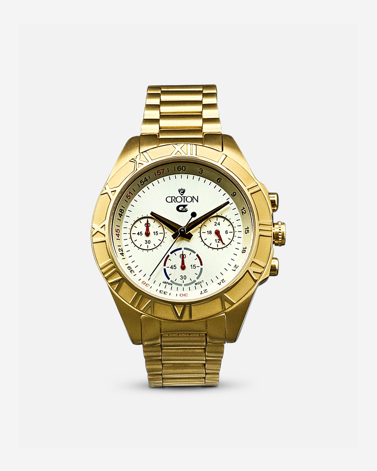 LUMINA Unisex Goldtone Chronograph with Tapering Bracelet
